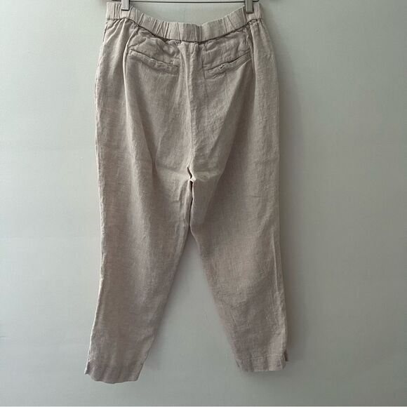 Chicos Linen Pants Beige Elastic Pockets Size 10 Coastal Classic Beach Capsule - Picture 4 of 9